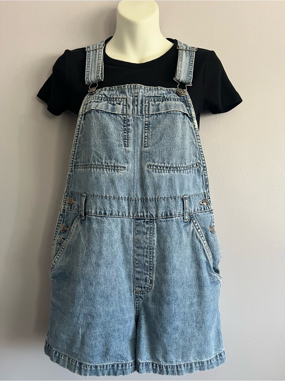 Xhilaration | Light Wash Denim Short Overalls